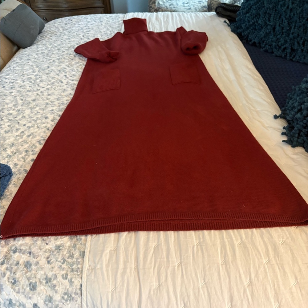 Red Turtleneck Sweater Dress